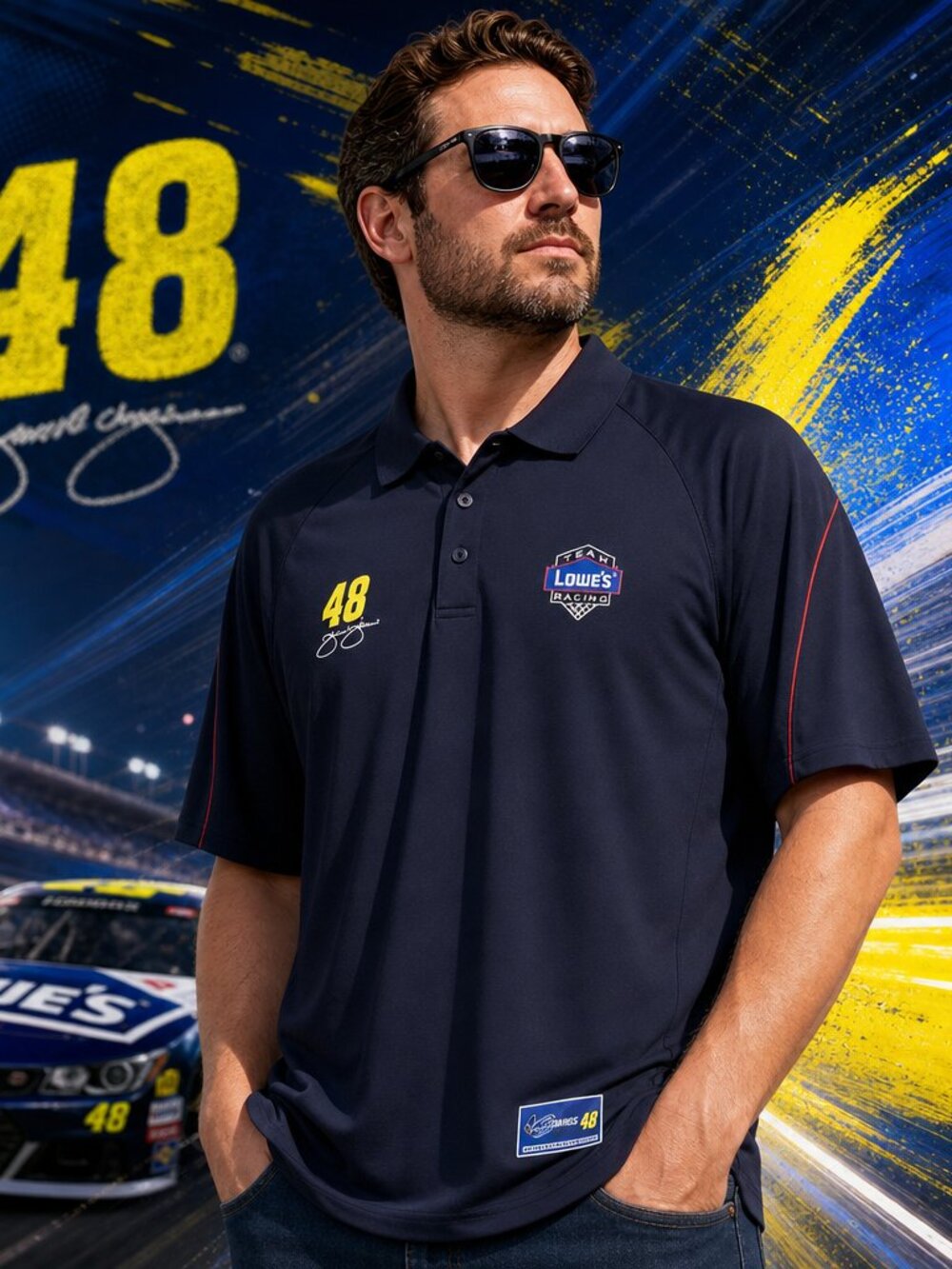 Chase Authentics Lowe's Racing Jimmie Johnson #48 NASCAR Navy Blue Shirt XL